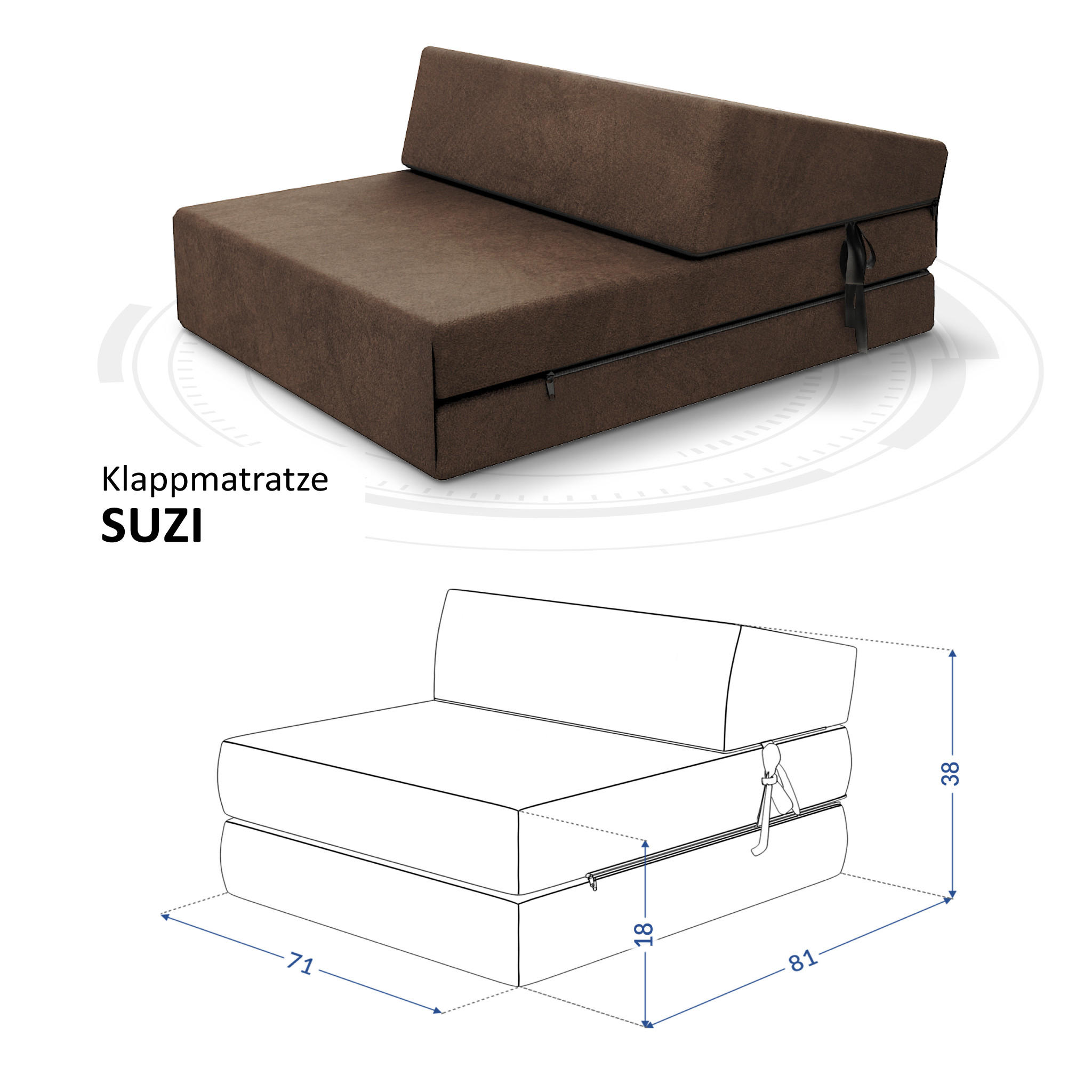 KLAPPMATRATZE SUZI MINI - Braun, Textil (70/200cm) - FDM