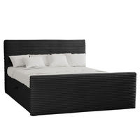 BOXBETT Mit Bettkasten Und Topper TRENTO Stoff Plüsch Cord 120x200 cm Schwarz H2-Pocket - Schwarz, Holz/Textil (120/200cm) - Kaiser Möbel