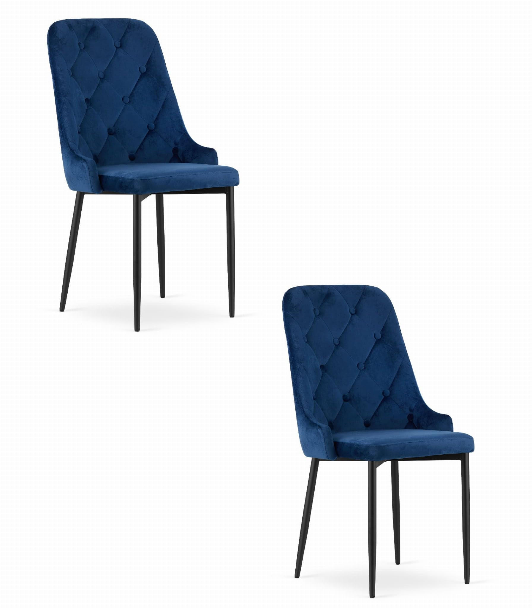 ESSZIMMERSTUHL 2er Set Marineblauer Velours, gepolsterte Rückenlehne, bequeme Sitzfläche - Blau, Textil (43/94/43cm) - Best For Home