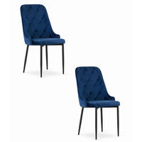 ESSZIMMERSTUHL 2er Set Marineblauer Velours, gepolsterte Rückenlehne, bequeme Sitzfläche - Blau, Textil (43/94/43cm) - Best For Home