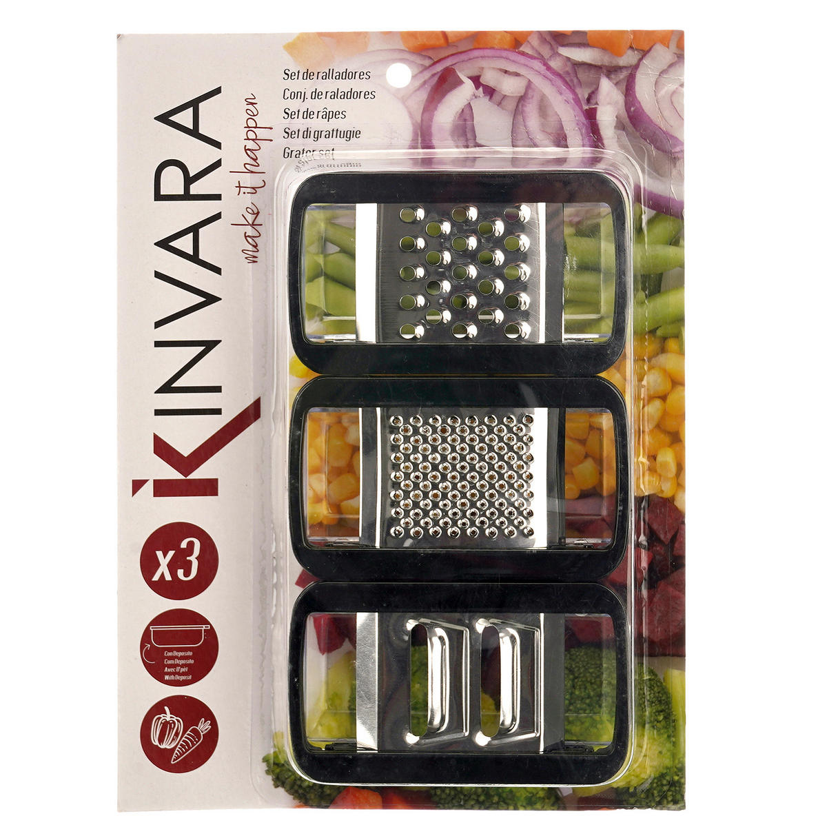 REIBE mit Behälter 3-fach - Schwarz, Glas (10/4/6cm) - Kinvara