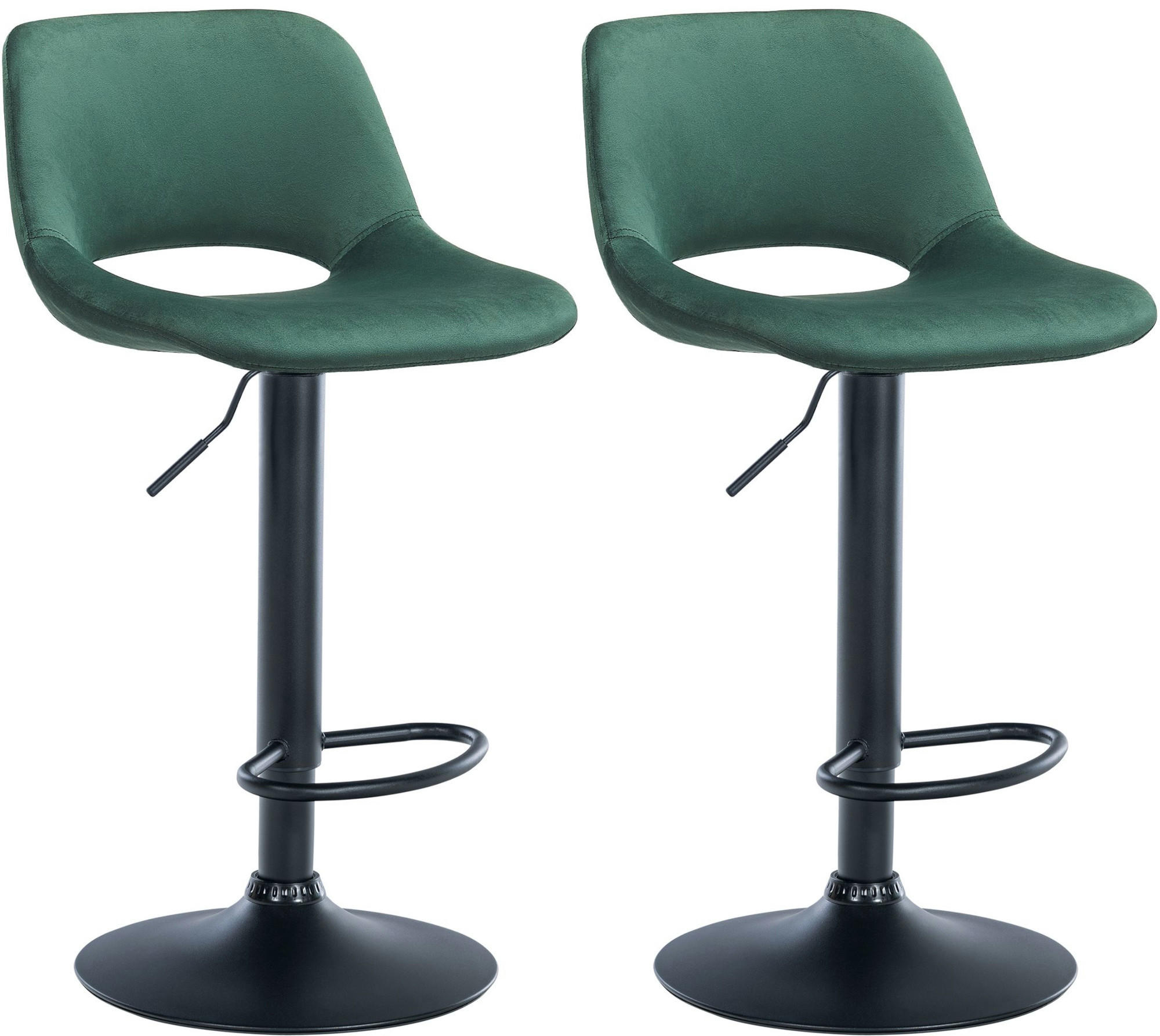 BARHOCKER 2er Set Samt grün - Schwarz/Grün, Textil/Metall (42/86/46cm) - CLP