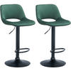BARHOCKER 2er Set Samt grün - Schwarz/Grün, Textil/Metall (42/86/46cm) - CLP