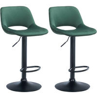 BARHOCKER 2er Set Samt grün - Schwarz/Grün, Textil/Metall (42/86/46cm) - CLP