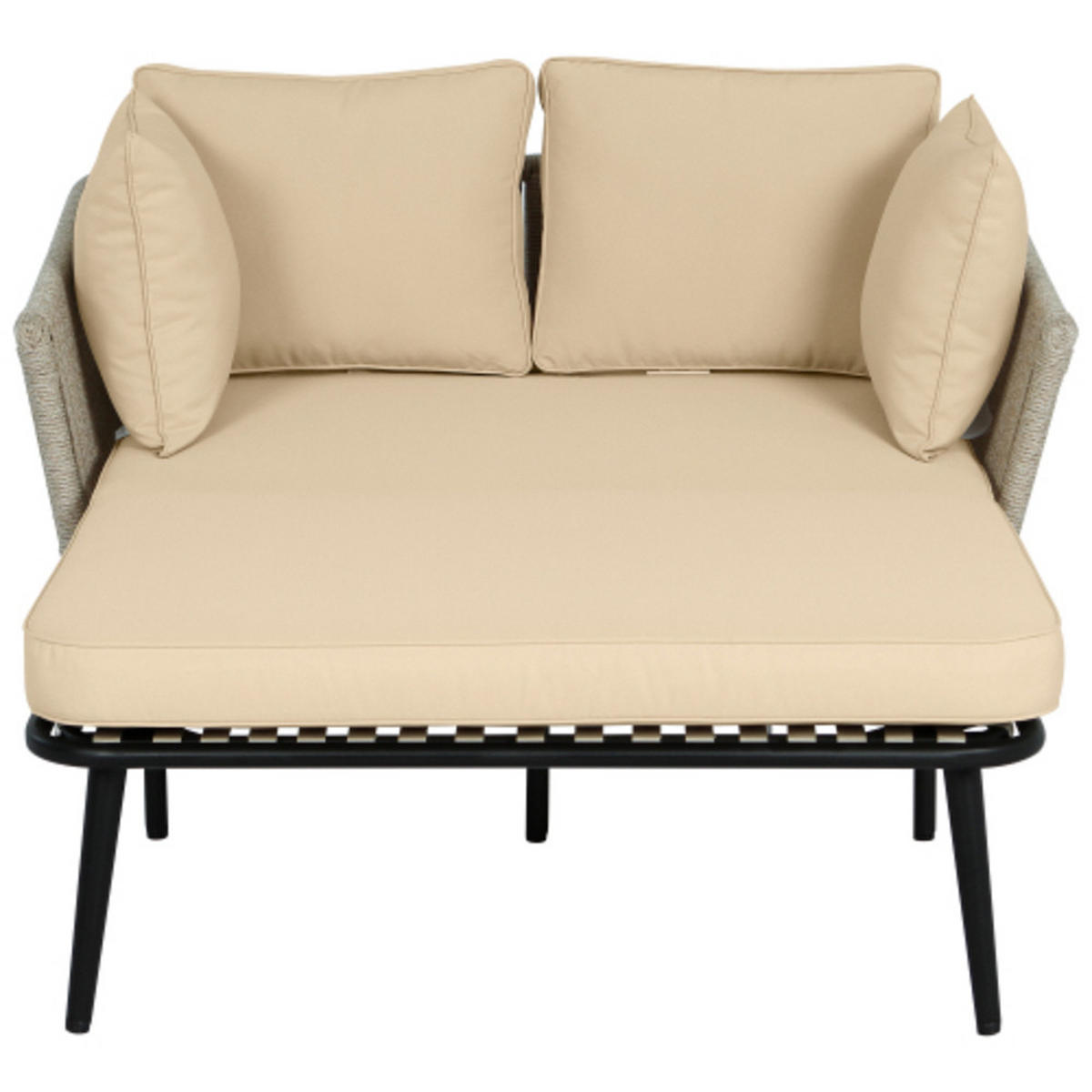 GARTENLIEGE 130x120x67 cm aus Stahl und Polyester mit handgeflochtenen Details, Sandfarben - Sandfarben, Textil (120/67/130cm) - Luhomfu