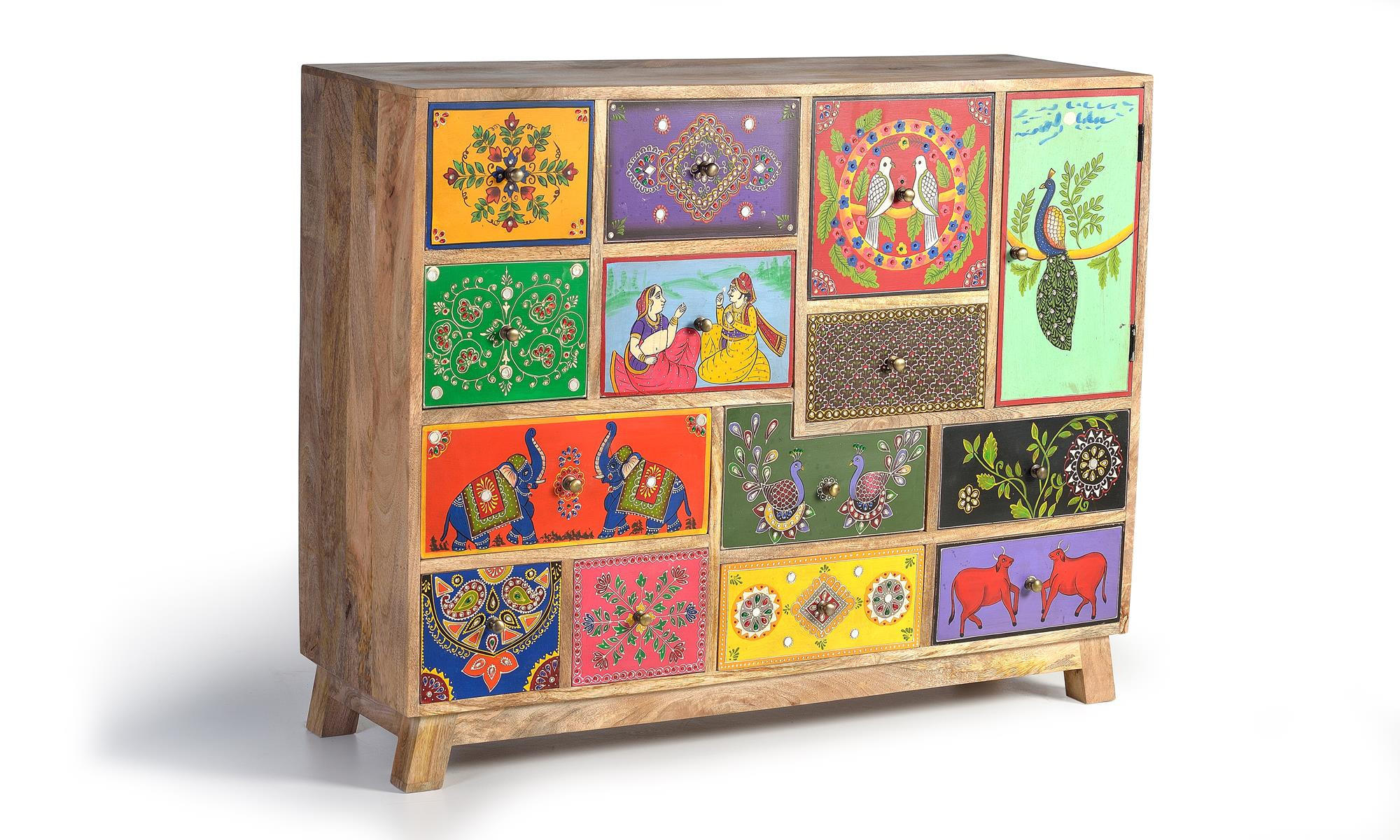 KOMMODE aus Mangoholz - Chromfarben, Holz (112/90/35cm) - Giner y Colomer