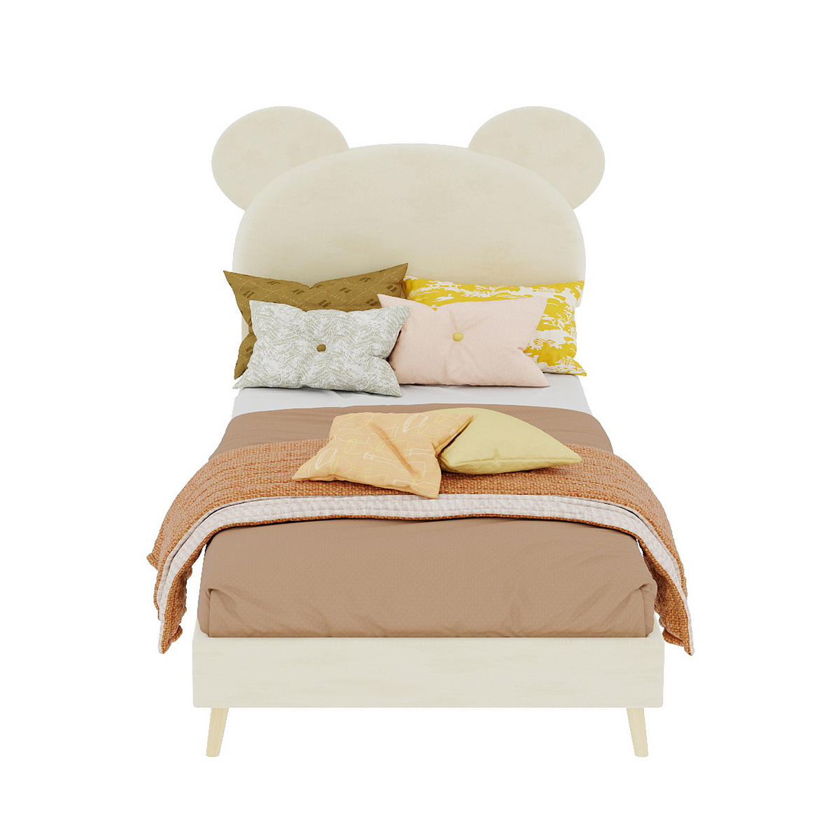 KINDERBETT mit Bettkasten 90x200 cm Stoff Beige - Beige, Holz (90/200cm) - Meubliv