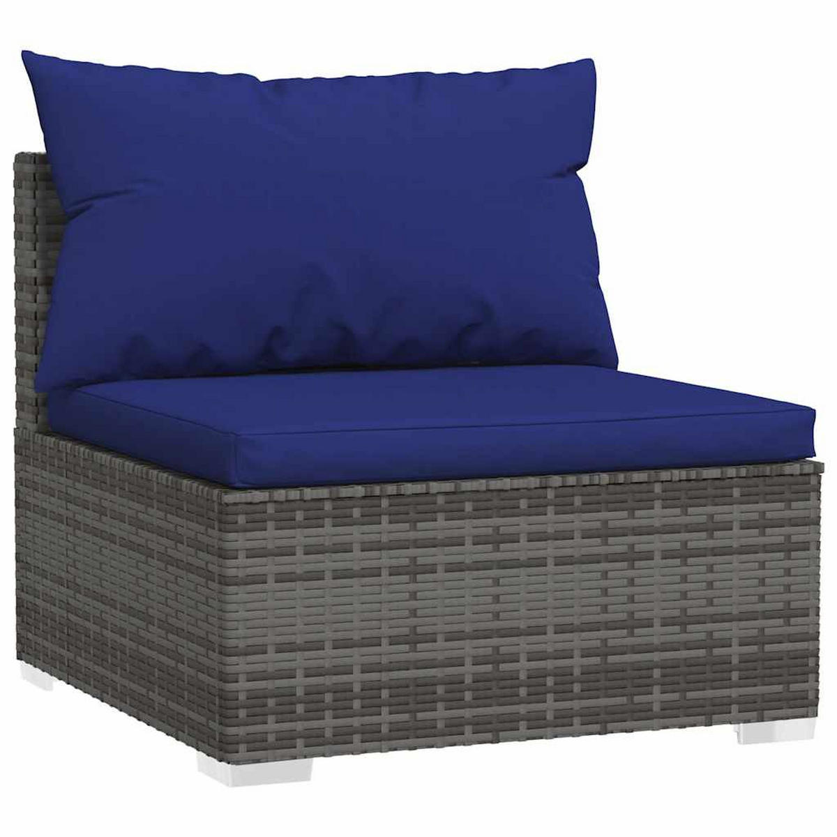GARTEN-LOUNGE-SET 4-teilig Mit Kissen Poly Rattan Grau - Blau/Grau, Kunststoff/Textil - vidaXL