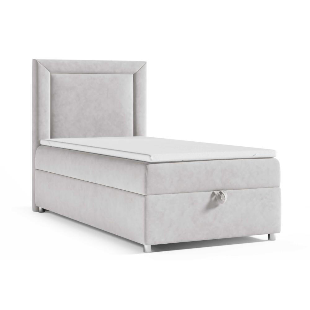 BOXBETT mit Bettkasten Trinity K3-SINGLE Bonellfederkern inkl. Topper - Silberfarben, Holz/Holzwerkstoff (100/200cm) - Best For Home