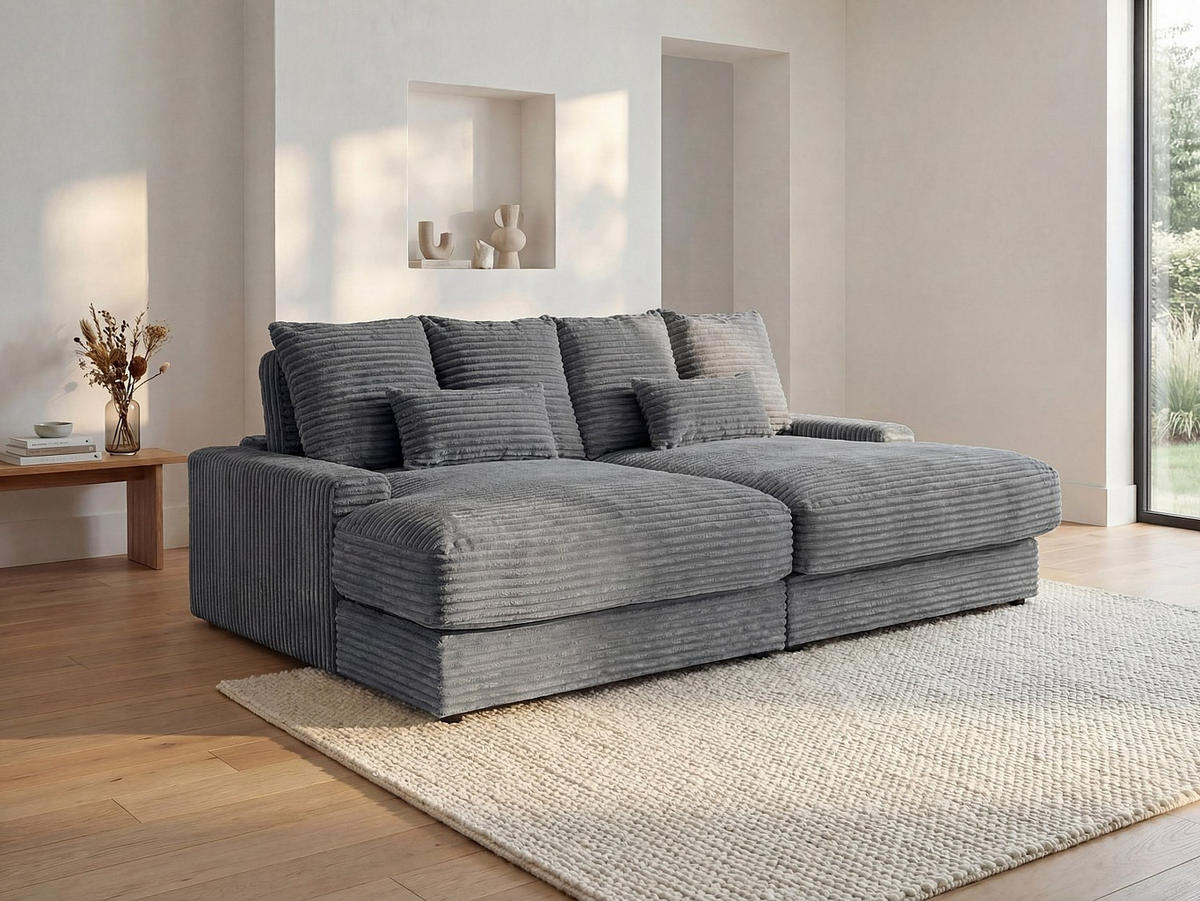 SOFA - 3 Personen - samt - anthrazitgrau Calazo - Anthrazit, Textil (232/85/170cm) - Vente-Unique