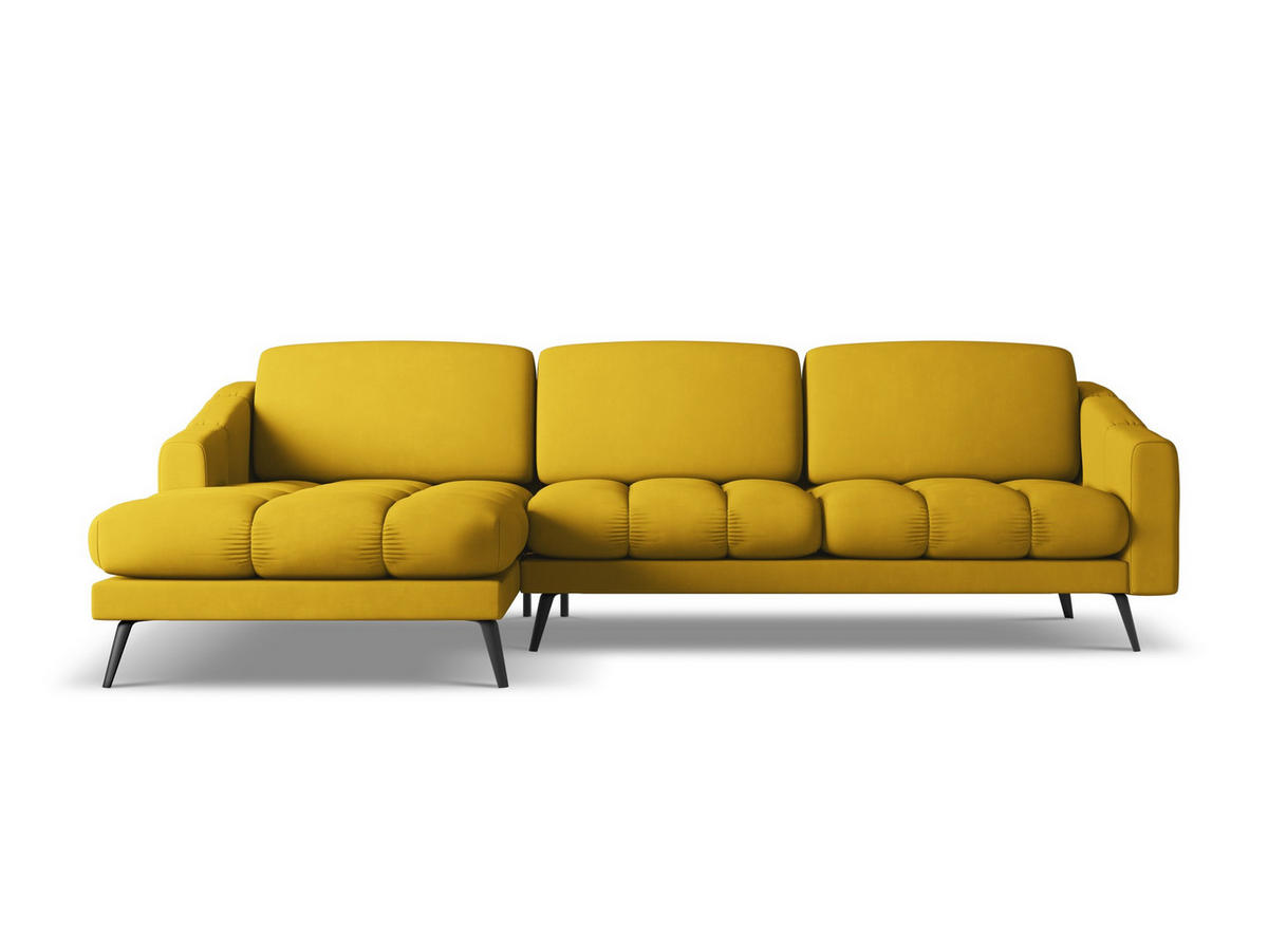 ECKSOFA Links Chenille Stoff Gelb - Currygelb/Gelb, Textil/Metall (160/264cm) - Makamii