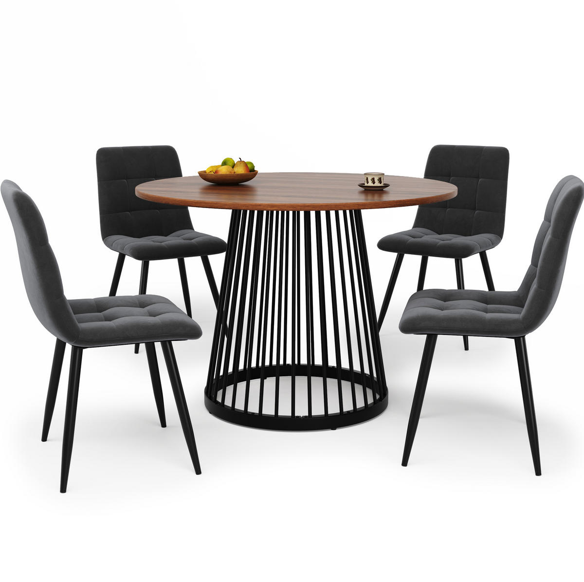 ESSTISCH 80/80/76 cm schwarz walnussfarben mit verstellbaren Füßen aus MDF Metall - Braun, Holzwerkstoff (80/80/76cm) - OKWISH