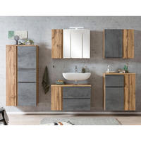 BADMÖBEL-SET 5-TLG. Vasto-03 - Grau, Holzwerkstoff (265/200/35cm) - Lomado