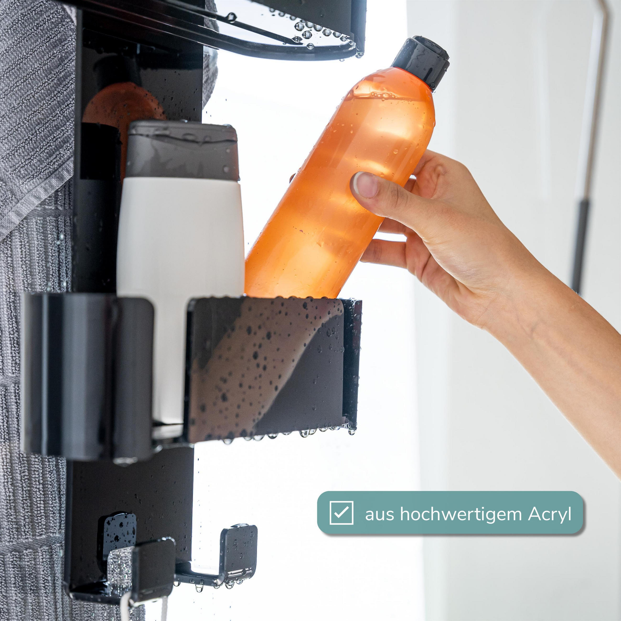 Thumbnail - bremermann Duschregal,, Schwarz, Kunststoff, 27x56x18.5 cm, Badezimmer, Baden & Duschen, Duschablagen