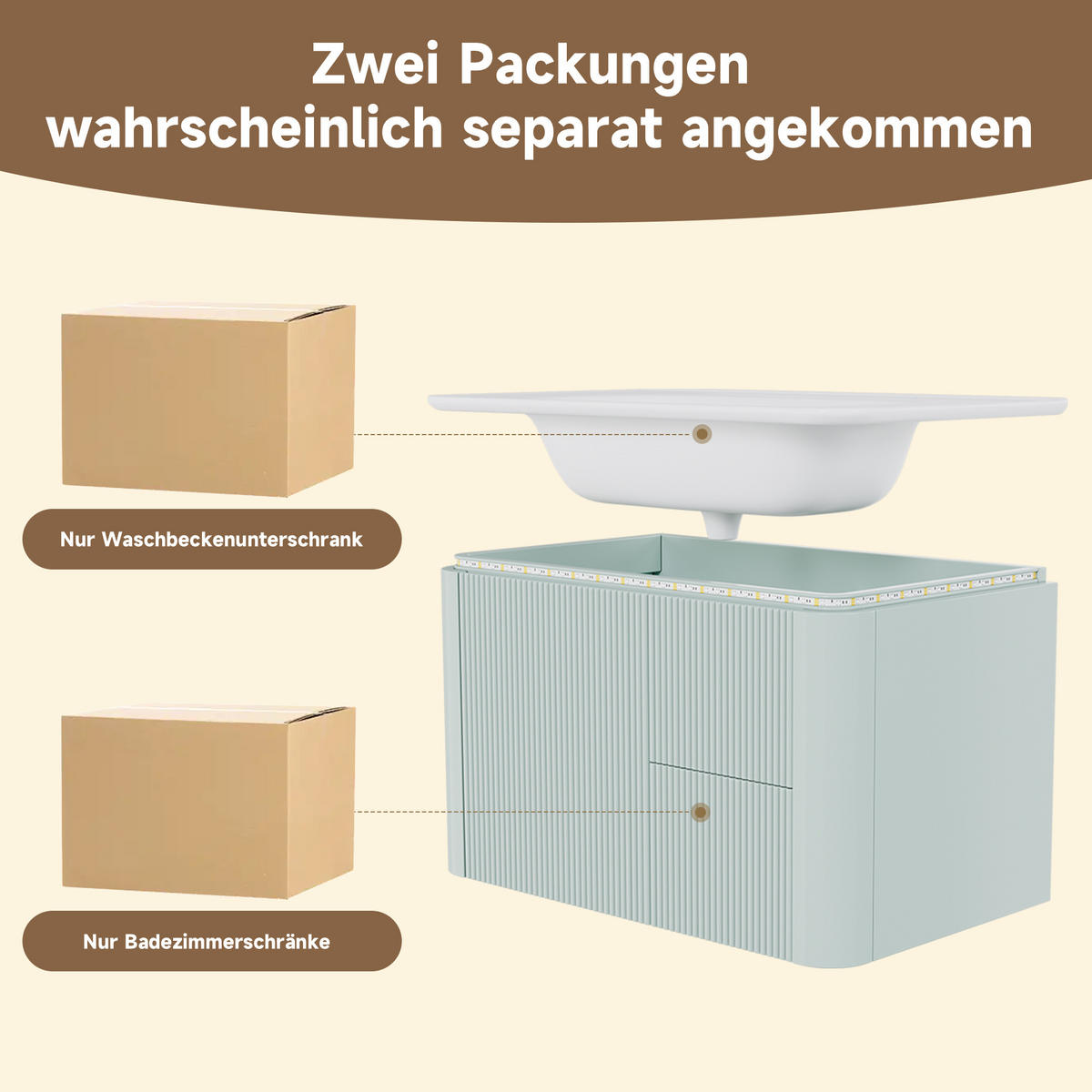 BADMÖBEL Set 80 cm Blau, Waschtisch mit Unterschrank und Keramikbecken - Blau, Holz/Keramik (47/51/80cm) - PARAFTA HOME