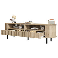 LOWBOARD in Naturfarben TV-Schrank mit Schubladen für 65-Zoll-Fernseher, B160/T40/H48cm - Schwarz/Naturfarben, Holzwerkstoff/Metall (160/48/40cm) - STILVORA