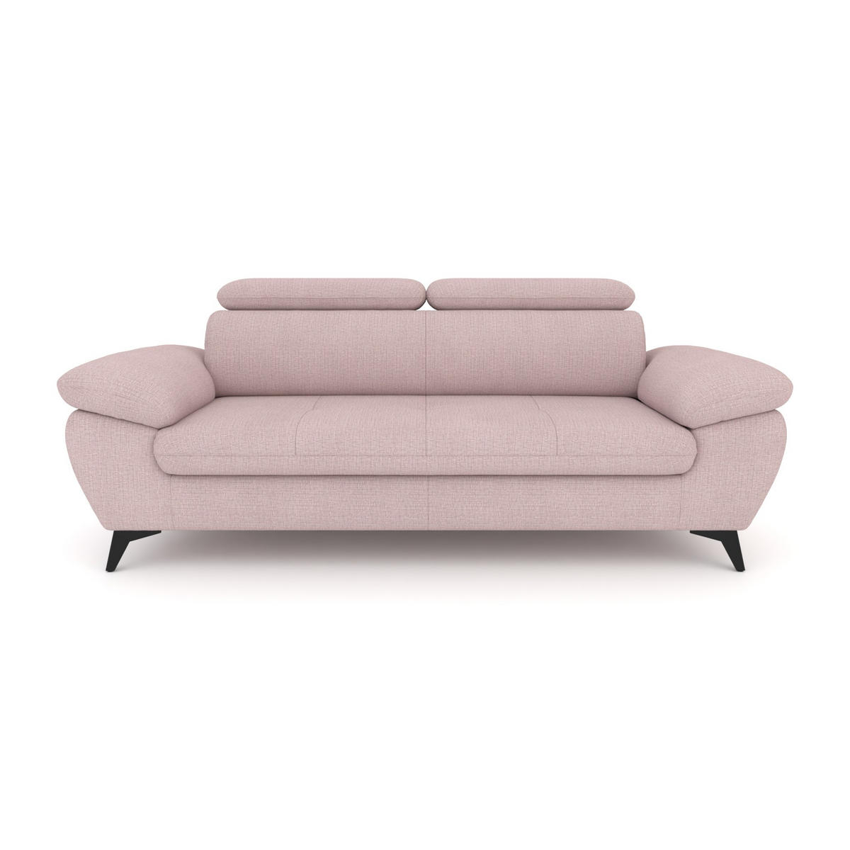 3-SITZER Karlstad Chenille Rosa verstell. Kopfstützen B 215 cm - Hellrosa, Kunststoff/Textil (215/84/100cm) - foamnova