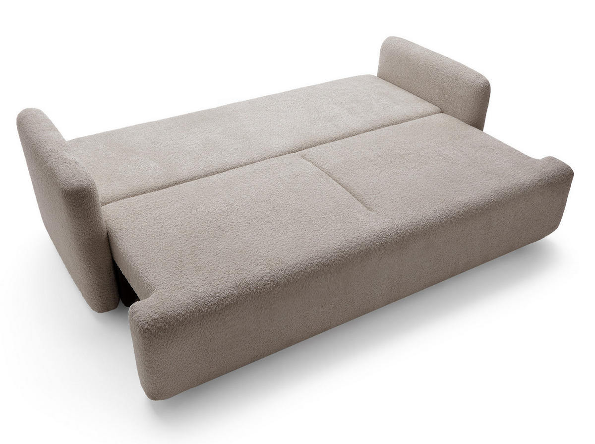 SCHLAFSOFA Lambina Dunkelbeige Boucle - Schwarz/Mokka, Kunststoff/Textil (227/92/104cm) - Selsey