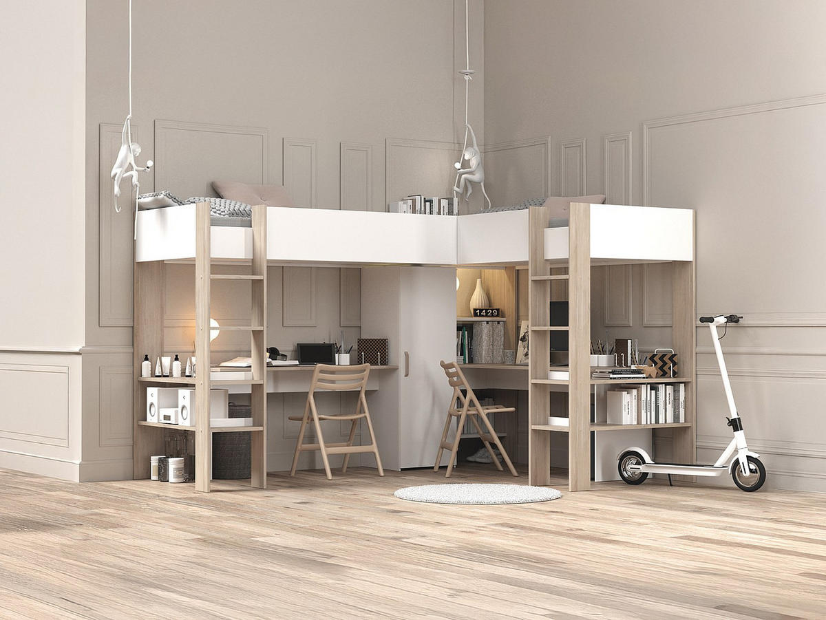 HOCHBETT - 2 -Sitzer - Holzspan - naturfarben hell, weiß - LASCANO - Naturfarben, Holz (232.2/295.7cm) - Vente-Unique