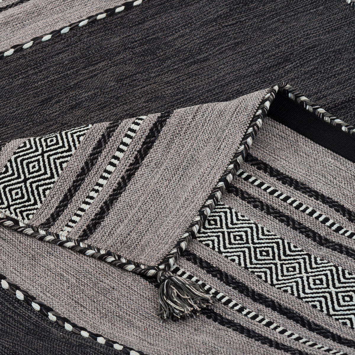LÄUFER NATUR TEPPICH KELIM NAVARRO - Grau, Textil (70/250cm) - Pergamon