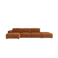 ECKSOFA Cursal L-Form, Stoff Salvador, Dunkelbraun + Hocker, Links - Dunkelbraun, Holz (341/166cm) - Kaiser Möbel