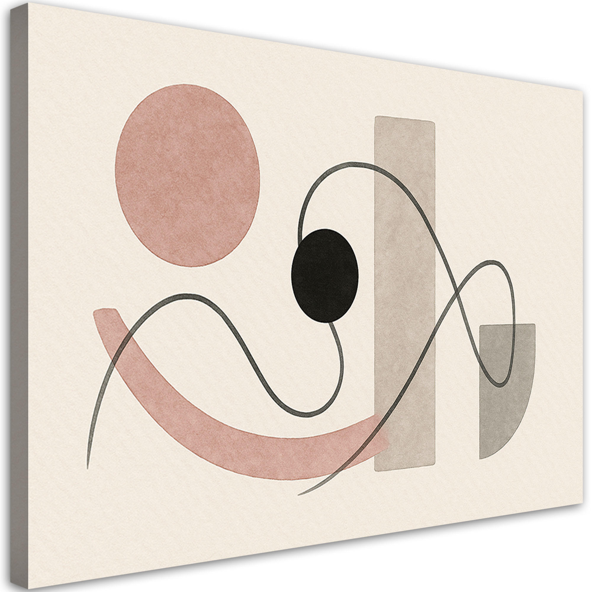 LEINWANDBILD Kreise Linien Abstraktion Minimalismus 120x80cm - Beige, Textil (120/80cm) - Feeby