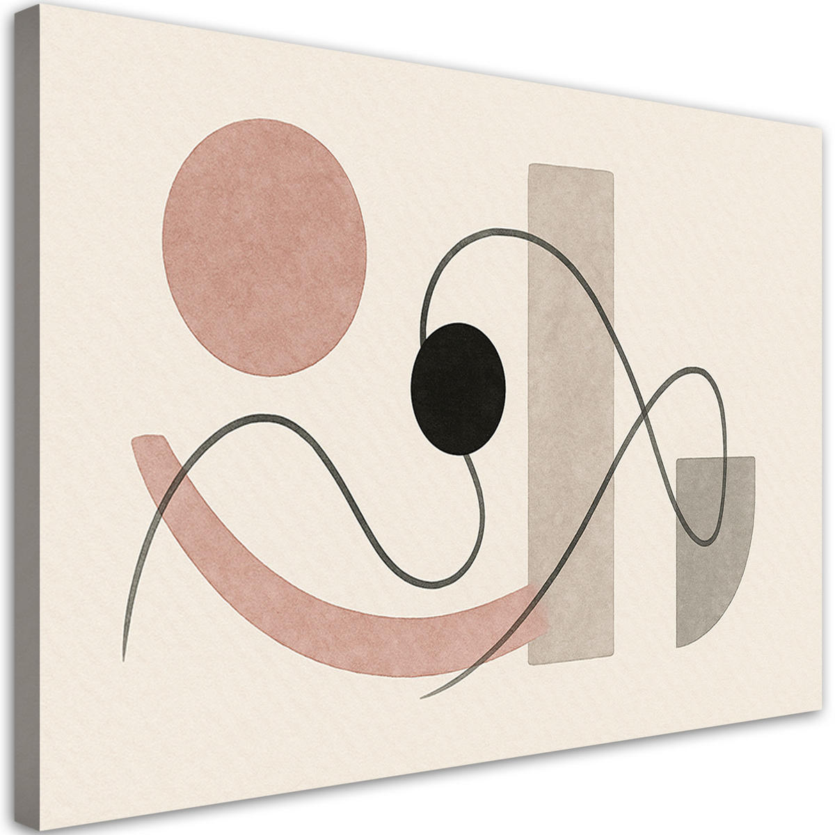 LEINWANDBILD Kreise Linien Abstraktion Minimalismus 120x80cm - Beige, Textil (120/80cm) - Feeby