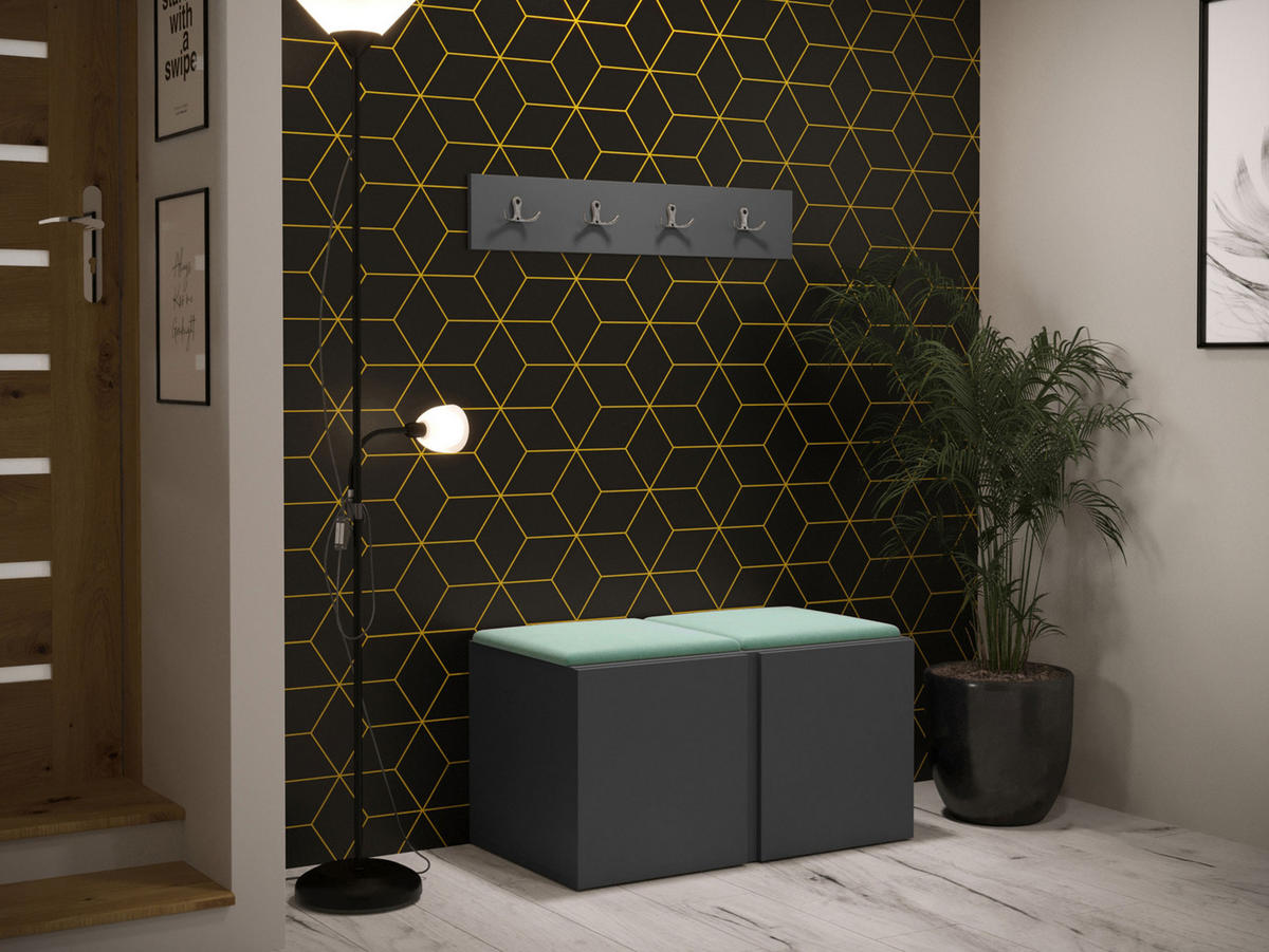 GARDEROBEN-SET Orion VI - Graphitfarben/Mintgrün, Holzwerkstoff/Kunststoff (84/42/46cm) - MIRJAN24