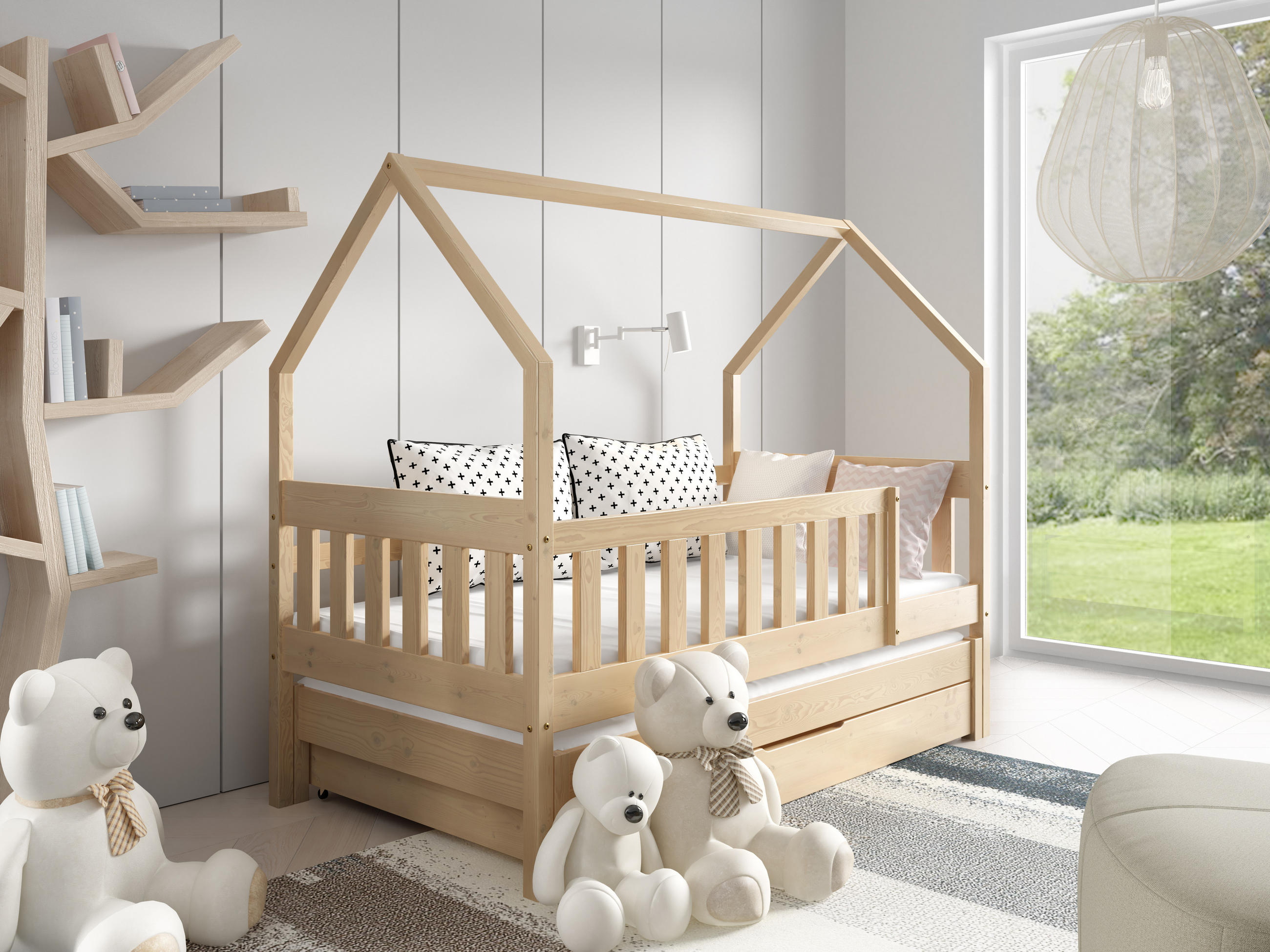 KINDERBETT BAMBINA mit Bettkasten 80x160 cm Kieferfarben - Kieferfarben, Holz (80/160cm) - MASSENO