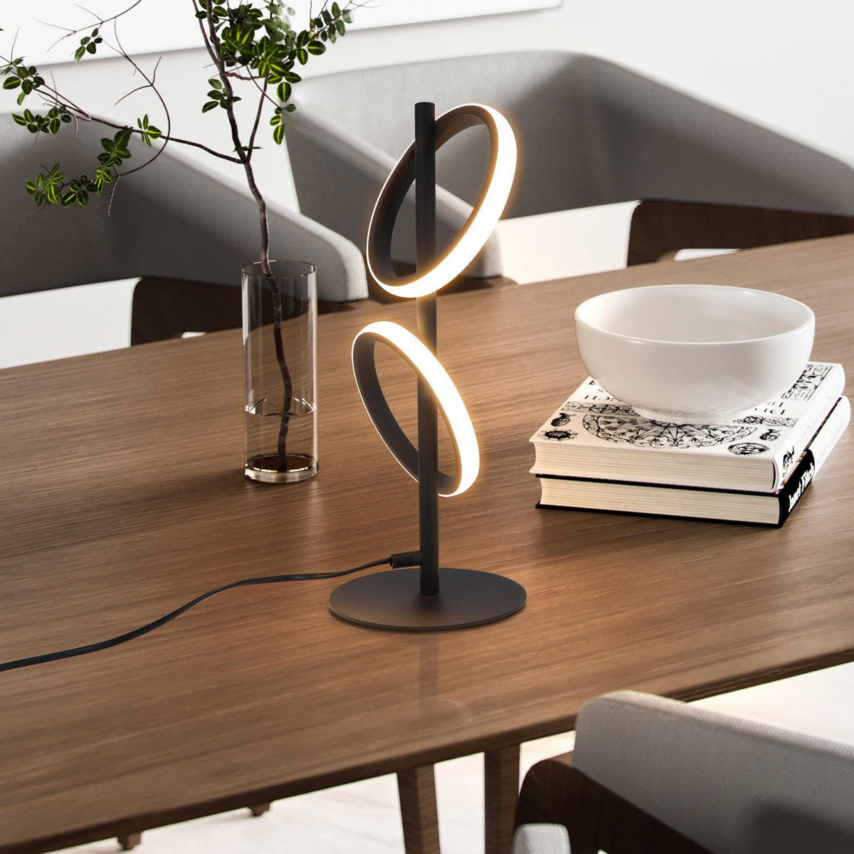 STOLNÍ lampa Abendorff LED 22/15,5/45,6 cm - černá, kov (22/15.5/45.6cm) - Nettlife