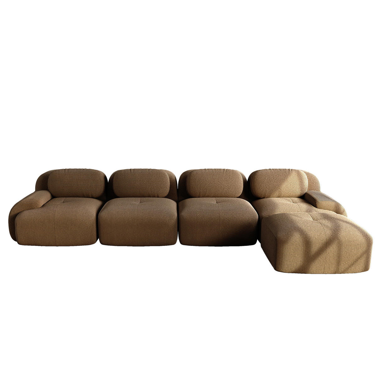 ECKSOFA in Braun mit 32D-Schaum 388/178/70 cm, Cord und ohne Montage - Braun, Textil (178/388cm) - Modenvie
