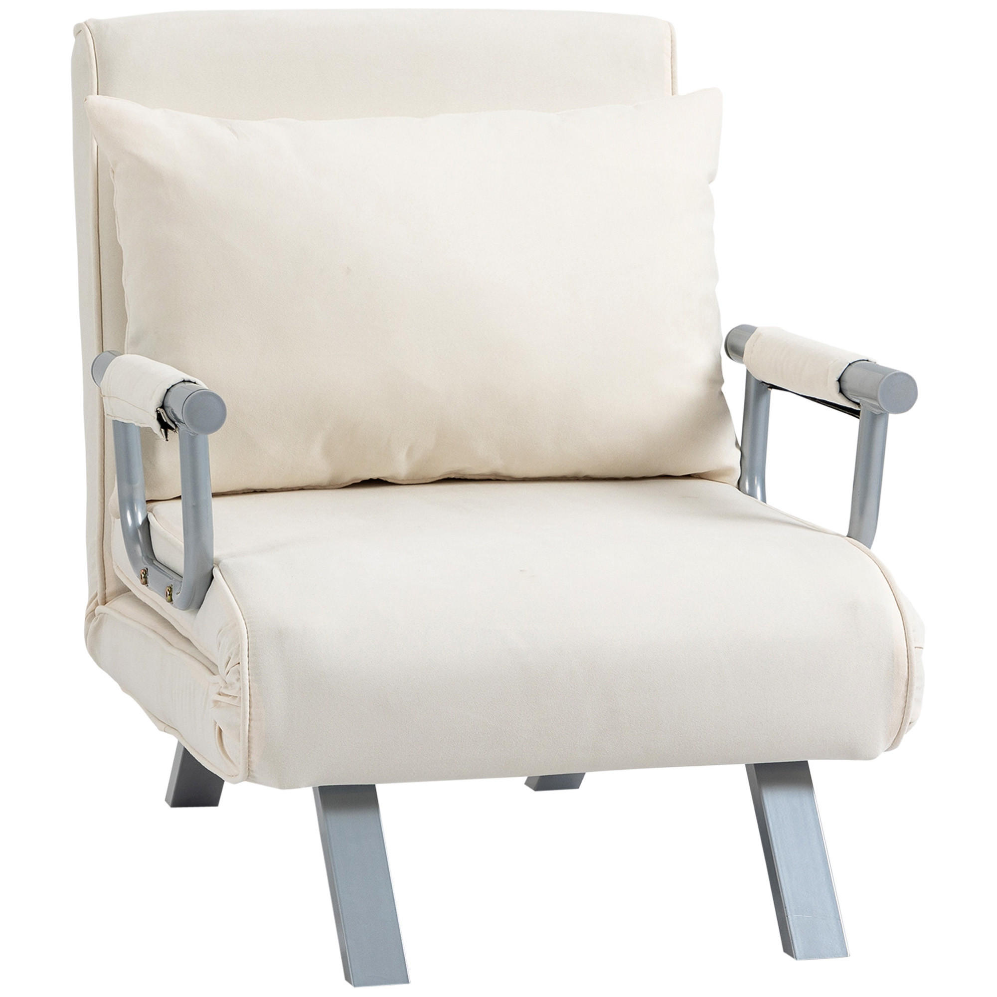 3-IN-1 Schlafsofa Schlafsessel Armlehne Klappbett Gästebett Chaiselongue Creme - Creme, Kunststoff (69/80/65cm) - HOMCOM
