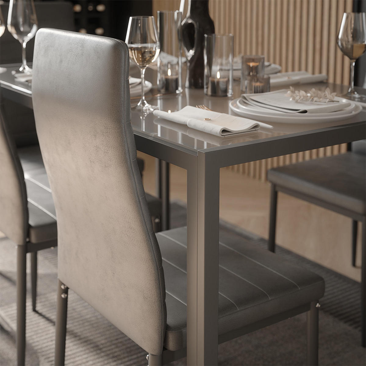 ESSTISCH Grand, Grau/Grau, 120 x 70 cm - Grau, Glas (70/120/74.5cm) - Vicco