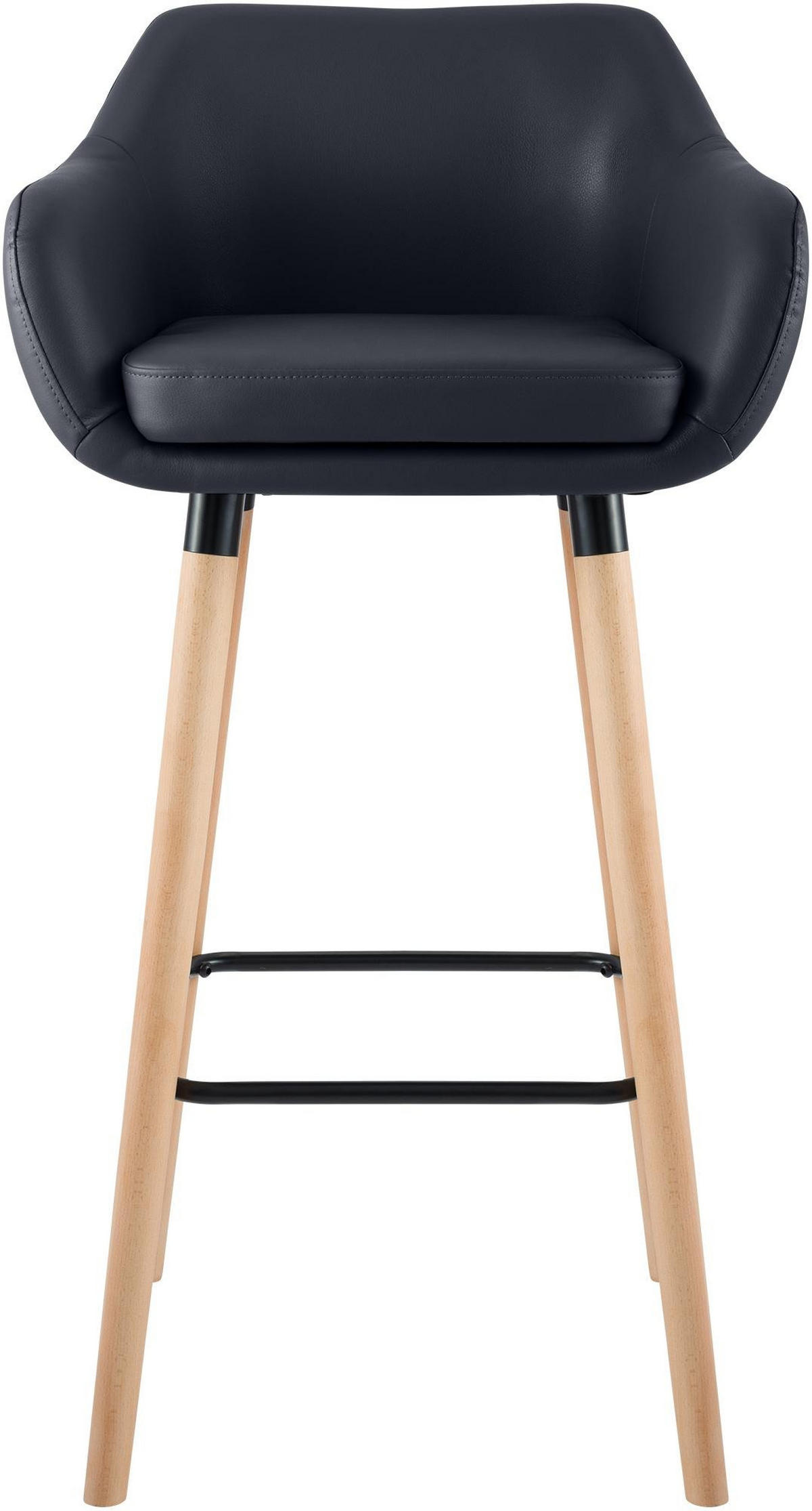 BARHOCKER Grant Massivholz 99x55x46 cm Schwarz - Schwarz, Leder (55/99/46cm) - furnicato