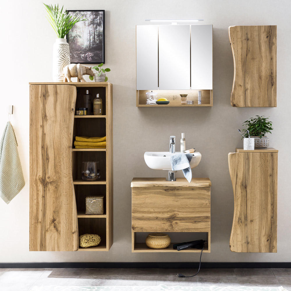 BADMÖBEL-SET 5-TLG. Kahla-03 - Braun, Holzwerkstoff (199/200/40cm) - Lomado