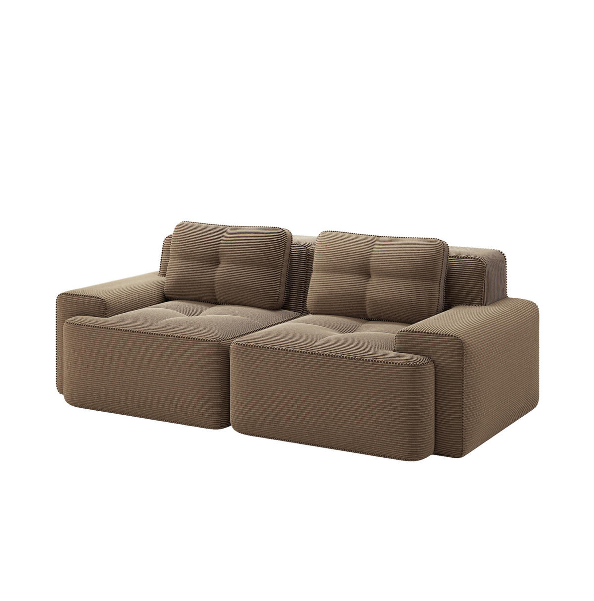 SOFA modular mit Tiefsitz 74 cm Cord Braun - Braun, Kunststoff (104/69/204cm) - Meubliv