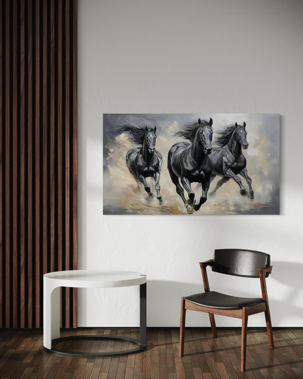 WANDBILD pferde im galopp - Schwarz, Textil (60/40cm) - Feeby