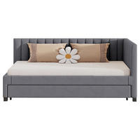 POLSTERBETT 90x200 Grau Samt Ausziehbar - Grau, Textil (90/200cm) - FLIEKS