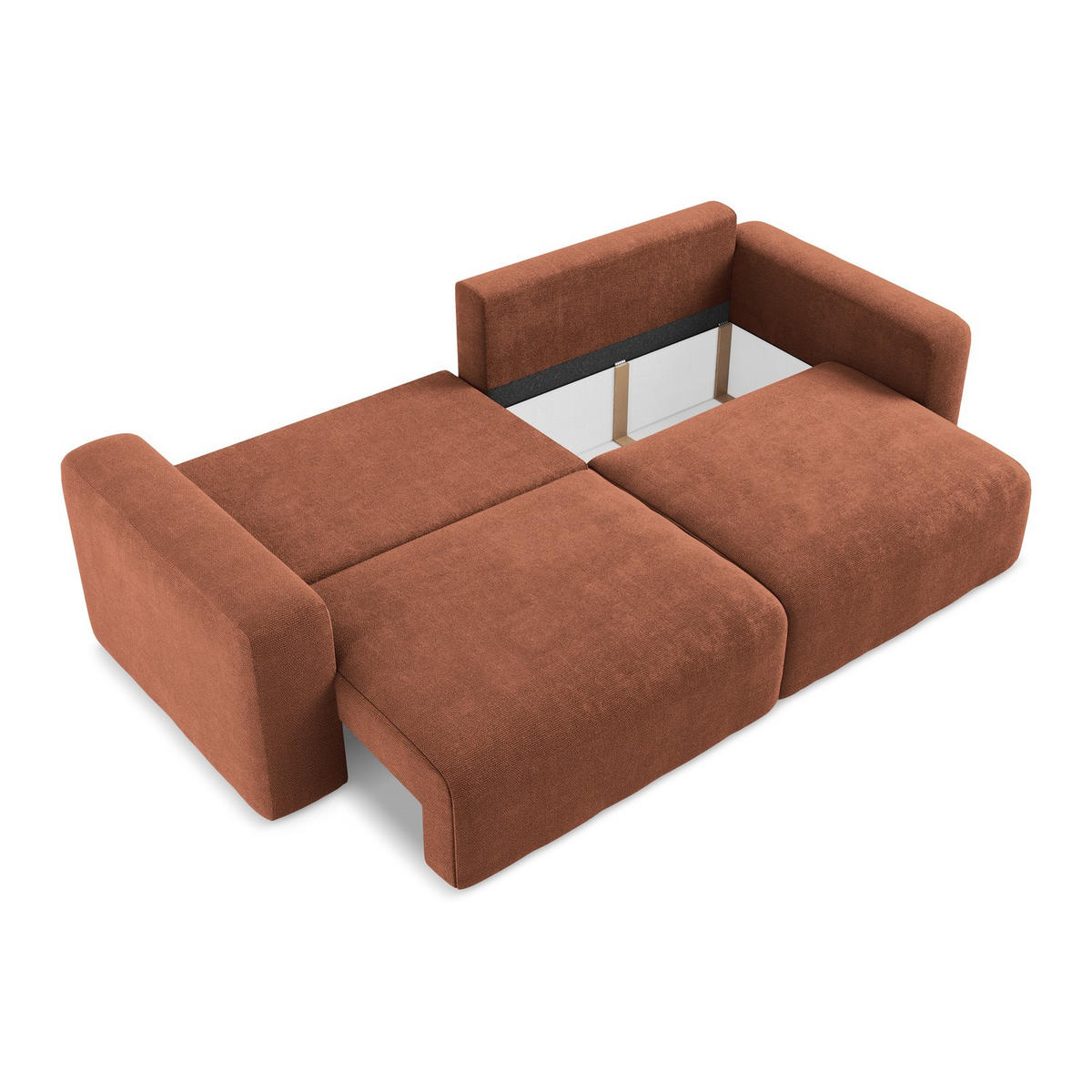 3-SITZER SOFA mit Schlaffunktion Chenille Stoff Orange - Terracotta/Schwarz, Kunststoff/Textil (244/79/102cm) - LaMiaSofa