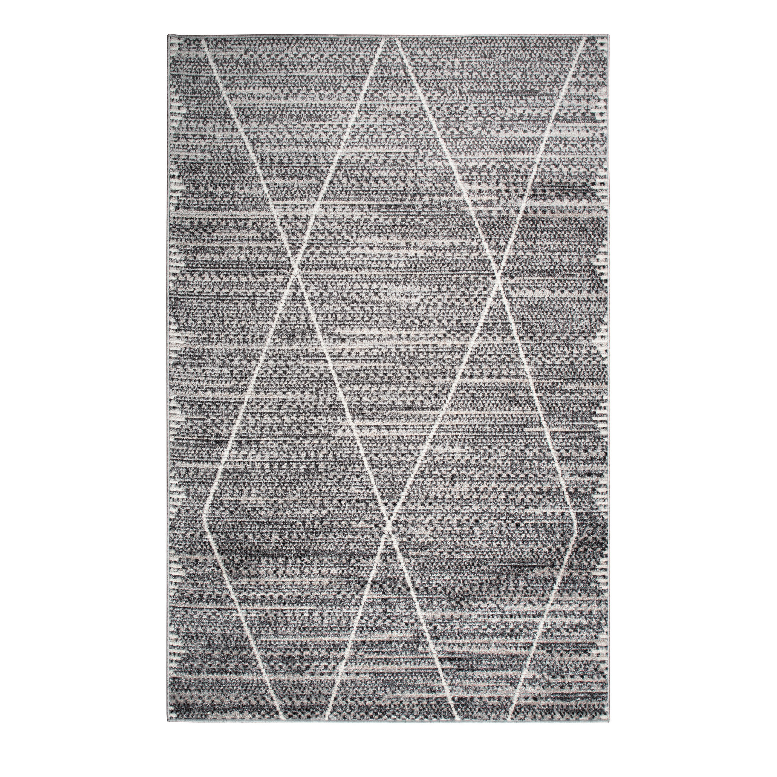 TEPPICH Harmonia Rautenmotiv Hoch-Tief-Effekt grau 60 x 110 cm - Hellgrau/Grau, Kunststoff/Textil (60/110cm) - oKu-Tex