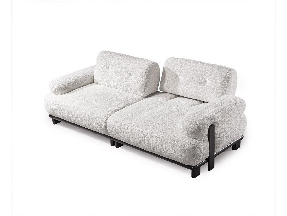 SOFA Panda 3-Sitzer Webstoff Creme - Creme, Holz/Textil (240/82/105cm) - Villa Möbel