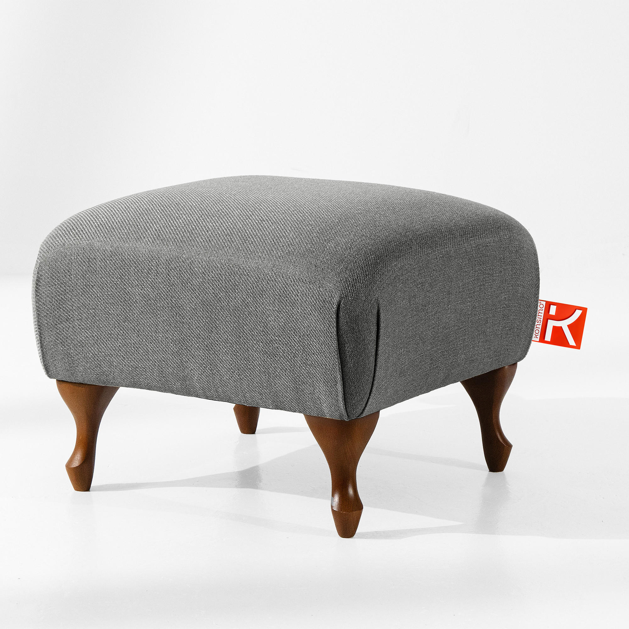 FUẞSTÜTZE TOMIS, Esche - Hellgrau/Braun, Eichenholz/Holz (50/40/50cm) - KONSIMO®