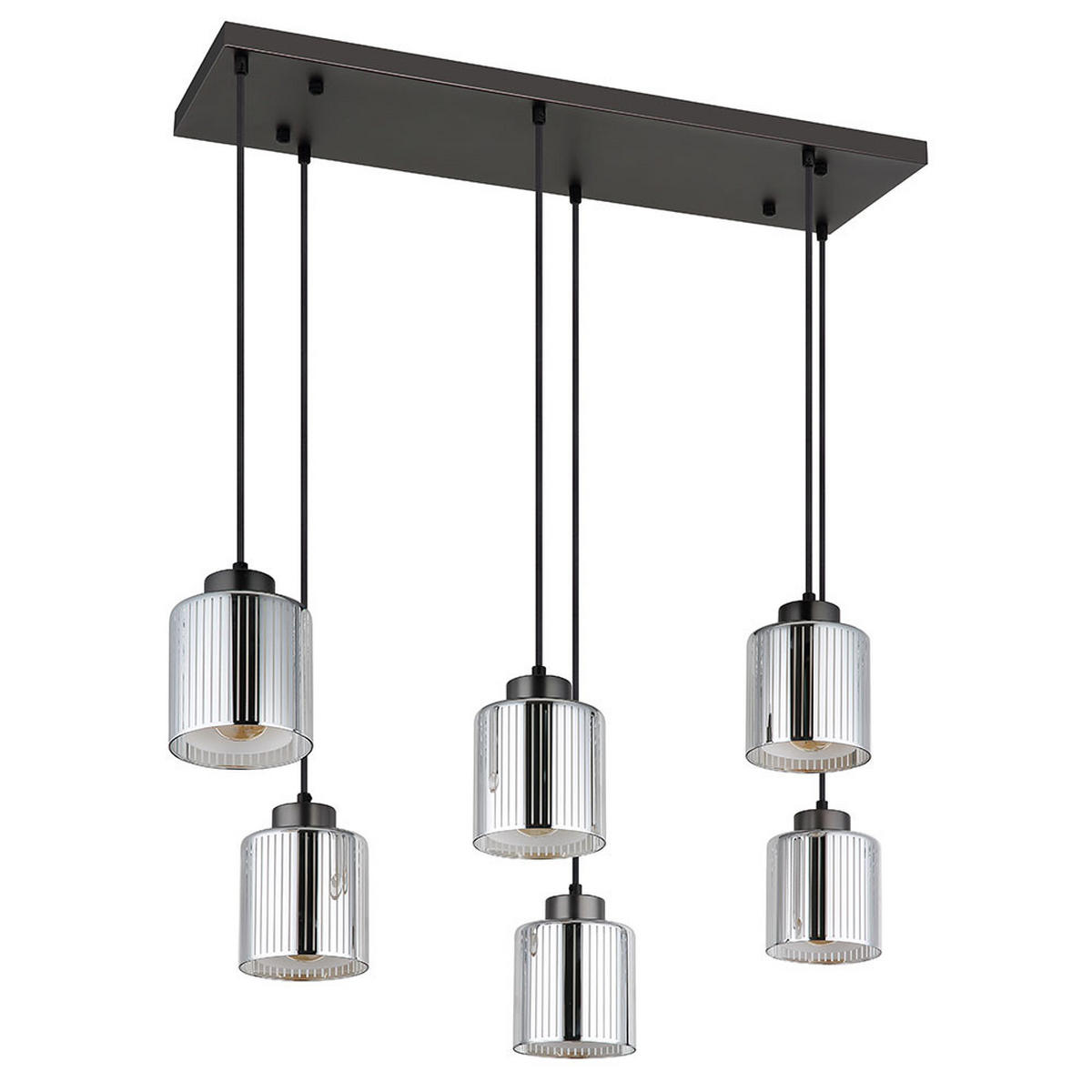 HÄNGELEUCHTE Glas Schwarz Chrom 6-flammig - Schwarz, Glas (83/30/120cm) - Globo Lighting