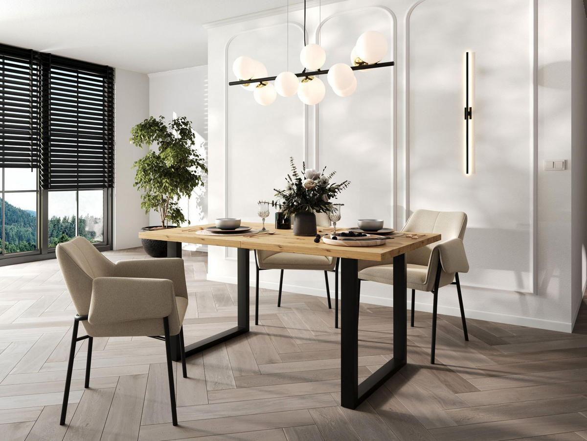 TISCH Schwarz SOFTI U Ausziehbar 140x90/180 cm - Schwarz/Eiche Artisan, Holzwerkstoff (180/90/75.6cm) - Sepro Meble