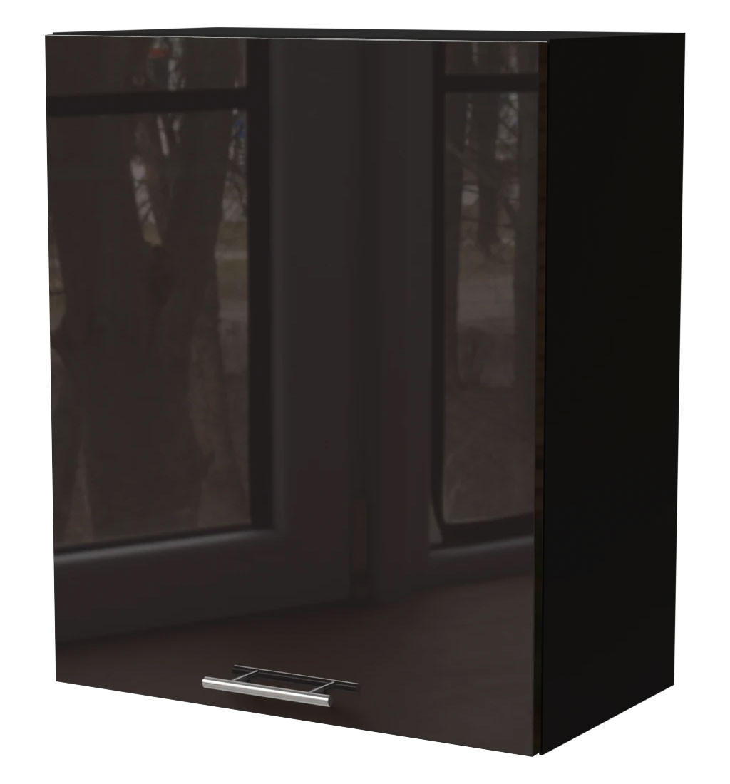 KÜCHENHÄNGESCHRANK Essen W2/60 Schwarz Hochglanz / Schwarz Matt 60 / 32,5 / 72cm - Schwarz Hochglanz/Schwarz, Holz/Holzwerkstoff (60/72/32.5cm) - Feldmann-Wohnen