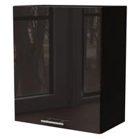 KÜCHENHÄNGESCHRANK Essen W2/60 Schwarz Hochglanz / Schwarz Matt 60 / 32,5 / 72cm - Schwarz Hochglanz/Schwarz, Holz/Holzwerkstoff (60/72/32.5cm) - Feldmann-Wohnen