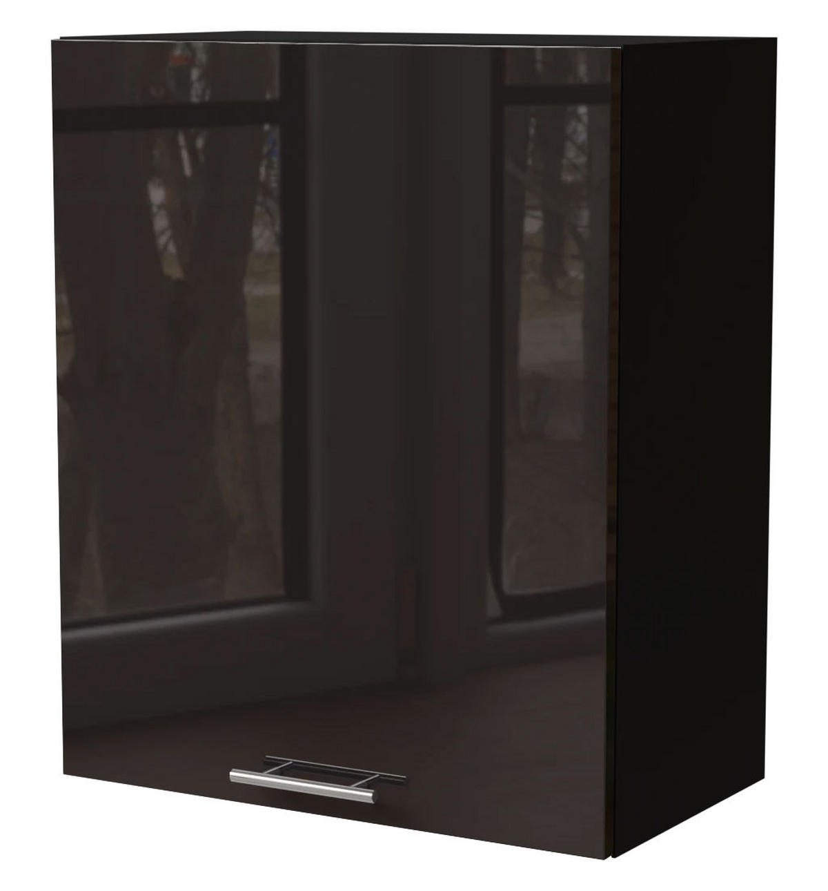 KÜCHENHÄNGESCHRANK Essen W2/60 Schwarz Hochglanz / Schwarz Matt 60 / 32,5 / 72cm - Schwarz Hochglanz/Schwarz, Holz/Holzwerkstoff (60/72/32.5cm) - Feldmann-Wohnen