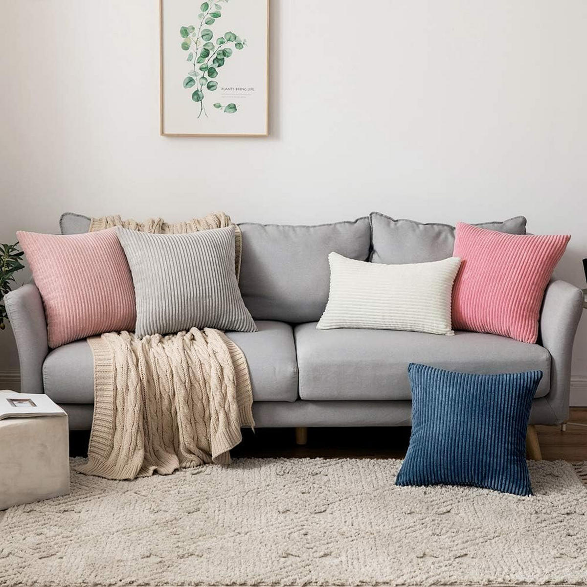 KISSENHÜLLE Cord 45/45 cm，2er-Set - Hellgelb, Textil (45/45cm) - Kaket