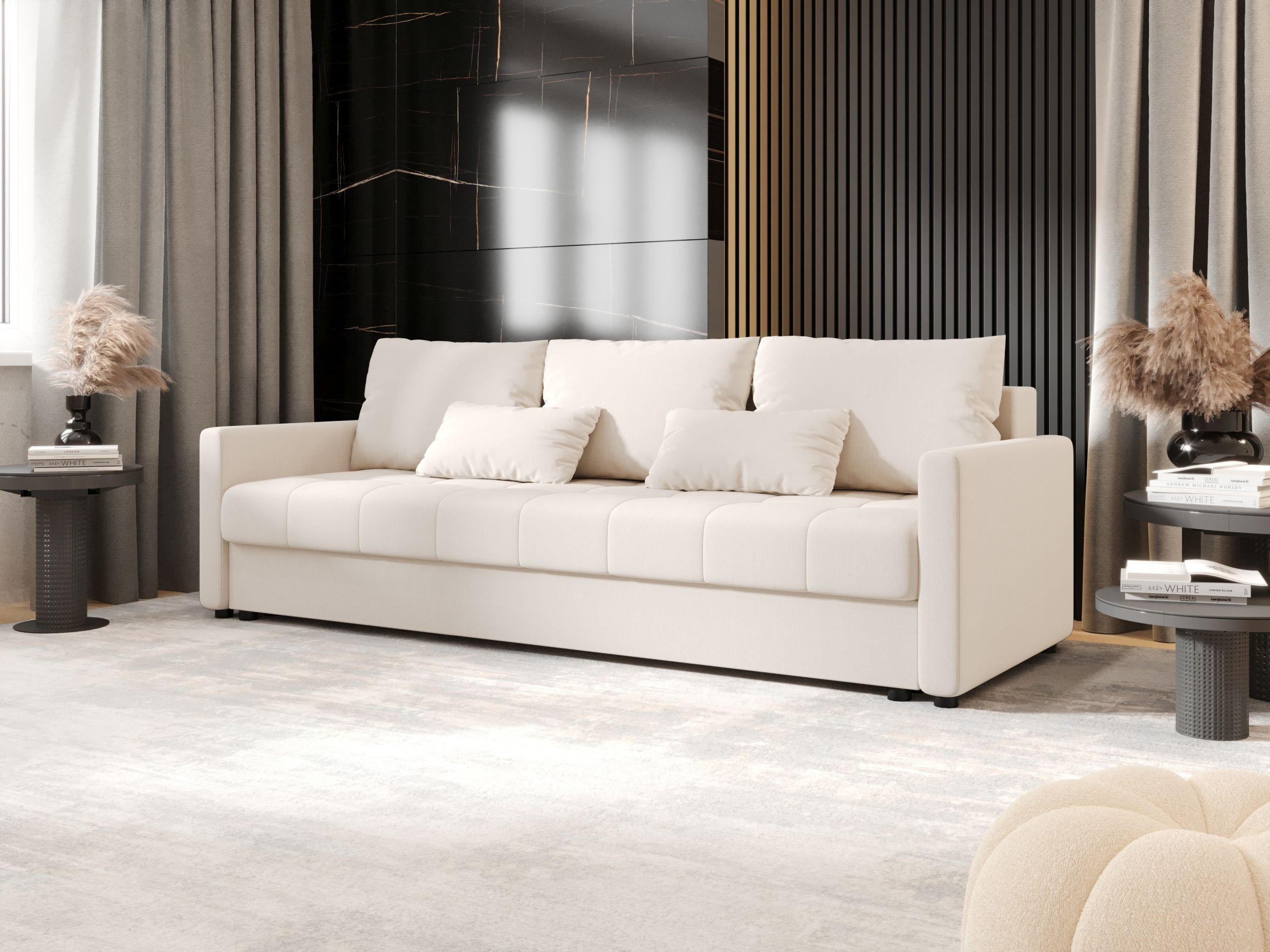SOFA MOS mit Schlaffunktion COSMIC 10 mit Stauraum - Schwarz, Textil (84/72/220cm) - Bedante
