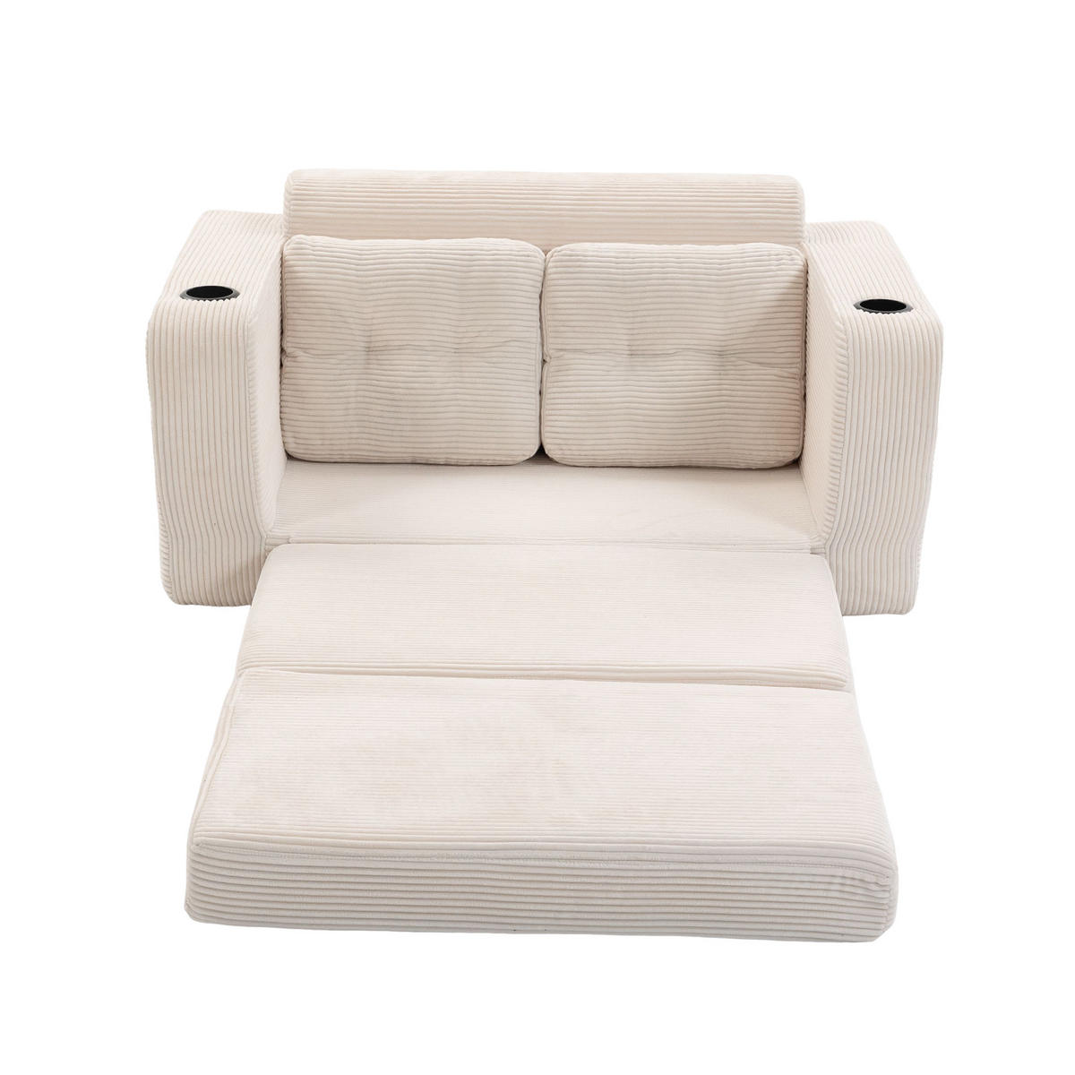 SCHLAFSOFA in Beige Cord mit Getränkehalter und Seitentaschen - Beige, Textil (136/82.5/80cm) - Oxeza